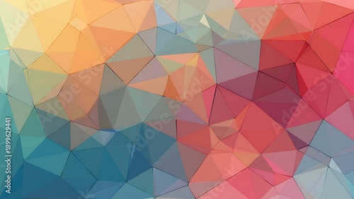 Colorful background with triangles. The background is made up of different colors and shapes. The triangles are of various sizes and are scattered throughout the background