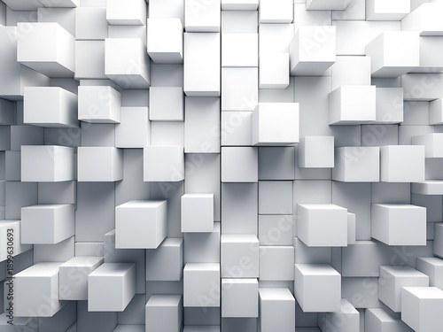 Random shifted white cube boxes block background