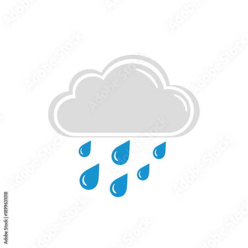 A cartoon cloud raining raindrops.