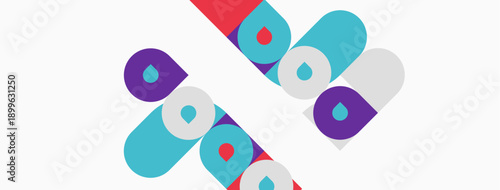 Abstract colorful rounded rectangles overlap, creating dynamic composition. Bright hues suggest energy, movement, modern design aesthetic.