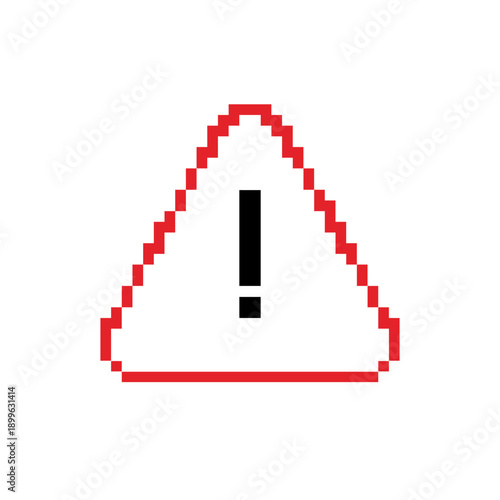 Pixel Art Danger Exclamation Marks Sign. Caution Alarm, Attention Pixel icons. Fatal Error Warning Message. Retro Game Effect. 8 Bit Button.