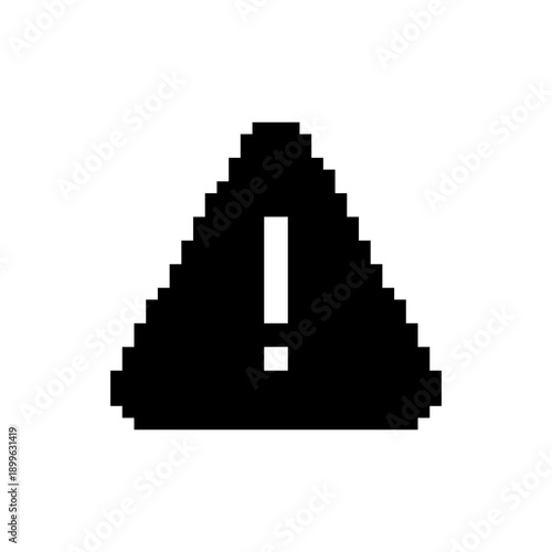 Pixel Art Danger Exclamation Marks Sign. Caution Alarm, Attention Pixel icons. Fatal Error Warning Message. Retro Game Effect. 8 Bit Button.