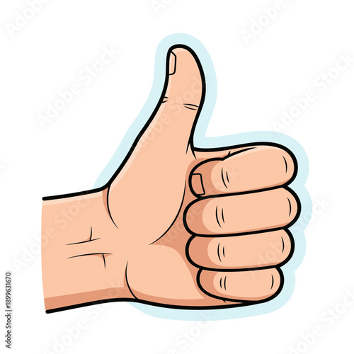A hand with thumb up gesturing approval.