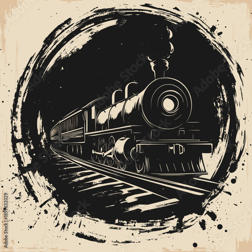 Vintage steam locomotive in dynamic motion