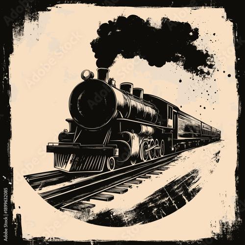 Vintage steam locomotive in dynamic motion