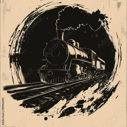 Vintage steam locomotive in dynamic motion