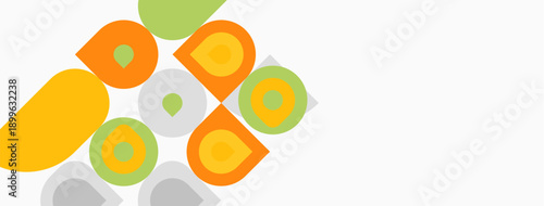 Abstract geometric shapes, orange, yellow, green, gray. Minimalist design, clean lines, modern aesthetic. Simple composition, flat illustration.