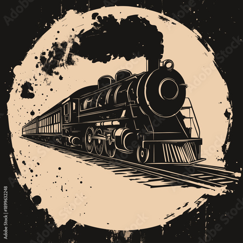 Vintage steam locomotive in dynamic motion
