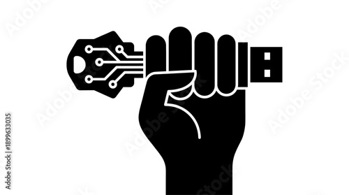 A hand clenching a USB key