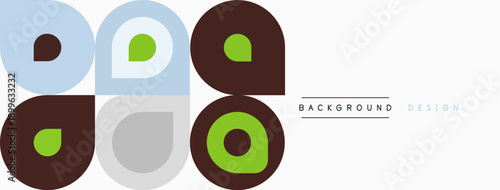 Geometric shapes, circles, squares, rectangles create playful pattern. Light background enhances visual appeal. Simple design.