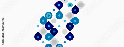 Abstract pattern features overlapping circles. Blue, gray tones create dynamic visual texture. Minimalist design, clean aesthetic.