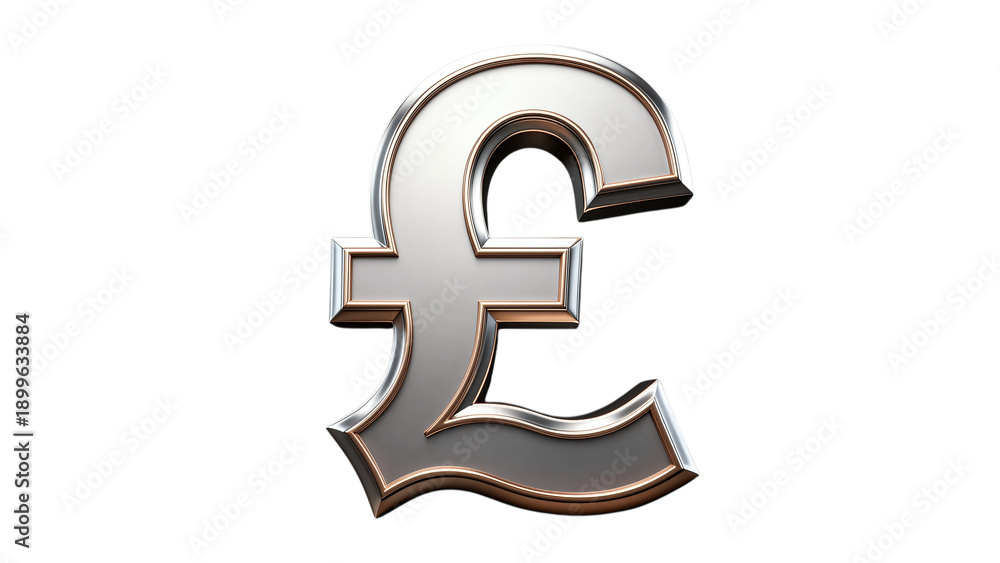 Fototapeta premium Silver and gold pound symbol.isolated