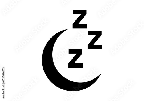 Icono de luna creciente negra con letras z que simbolizan el sueño