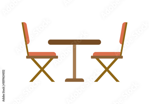 Conjunto de mesa redonda de madera con dos sillas plegables acolchadas
