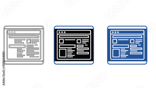 Website Layout Icon – Web Page, Dashboard and UI Interface Vector Symbols