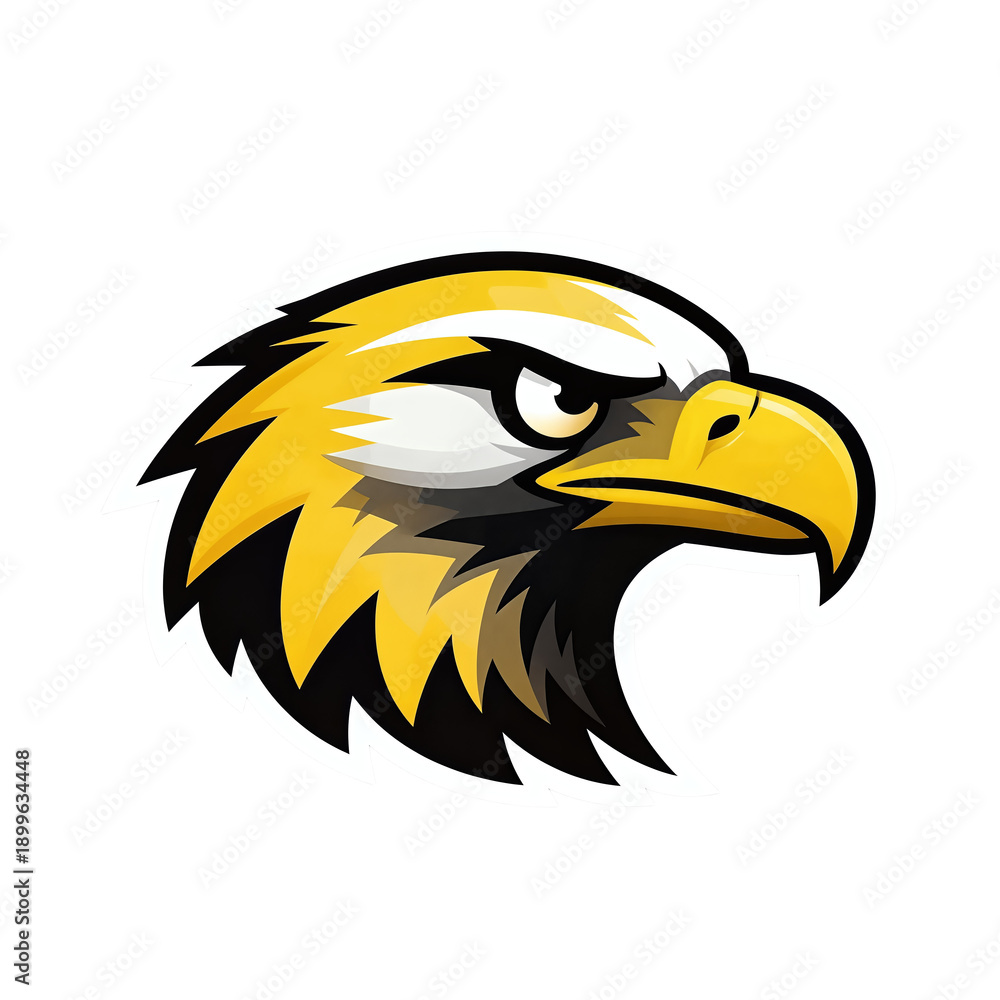 Naklejka premium Stylized eagle head logo in yellow and black
