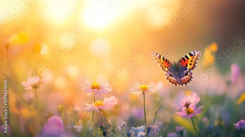 Wallpaper Mural Butterfly in sunlit meadow Torontodigital.ca