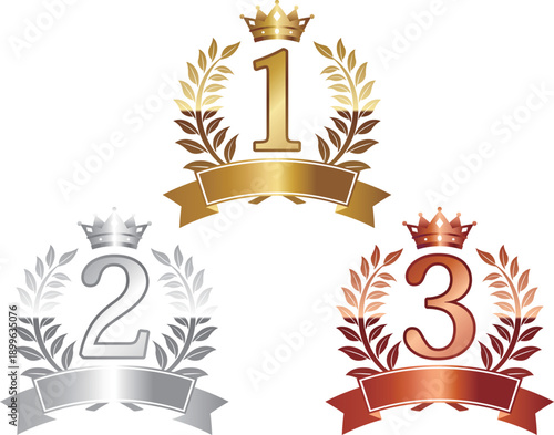 高級感のある1位から3位のランキングエンブレムセット