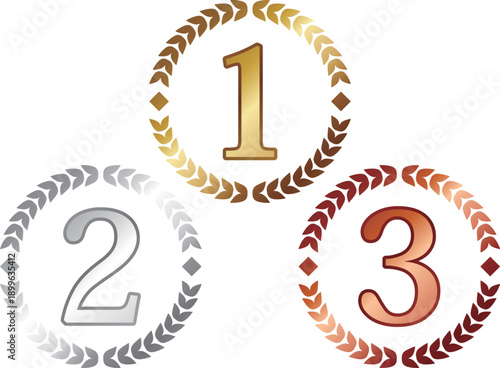 高級感のある1位から3位のランキングエンブレムセット
