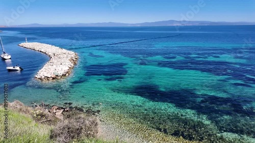 Amazing view of Kassandra coastline near town of Nea Fokea, Chalkidiki, Central Macedonia, Greece