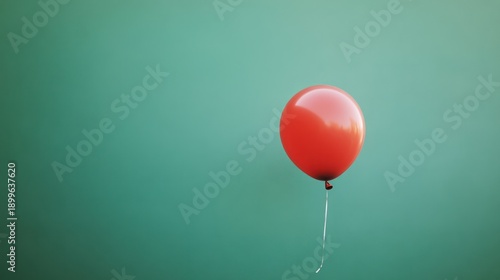 Red balloon against teal backdrop