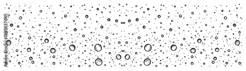 Minimalist hand drawn organic border featuring scattered bubbles or pebble patterns with stippling texture