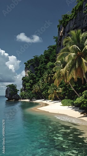 tropical beach with palm trees