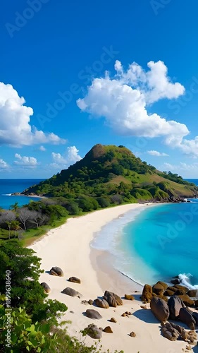 tropical beach with palm trees