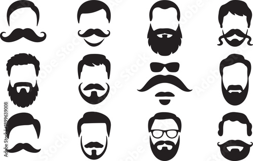 Variety of facial hair styles for men