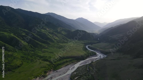 a mountain river in a gorge. a mountain plateau. highlands