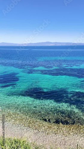 Amazing view of Kassandra coastline near town of Nea Fokea, Chalkidiki, Central Macedonia, Greece