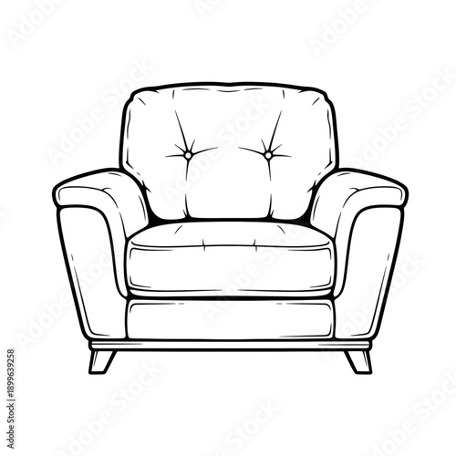 Upholstered Ottoman Footstool Illustration | Living Room Accent Furniture Vector