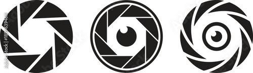 Camera lens icon set for photography interface, modern outline symbol for app, web, ui, isolated design element in creative set collection group for digital media branding.