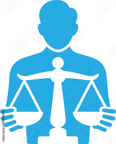 Flat legal professional holding balance scale icon justice authority concept vector illustration
