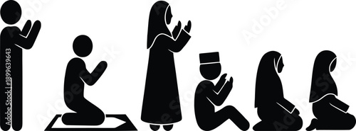 Diverse group of people engaged in prayer during the holy month of ramadan.