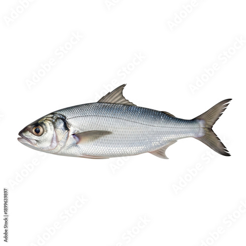 Single fresh fish on white background isolated on transparent background