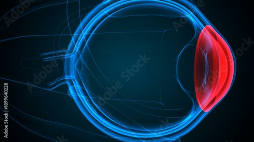 Eye parts anatomy with colorful background. 3d render
