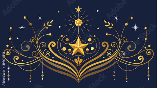 Elegant gold ornamental design with star and floral motifs