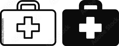 Two medical kits, one black and white, the other black, side by side