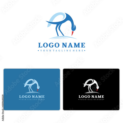 Vector Logo of an Elegant Crane Bird for Spa & Nature Clinics