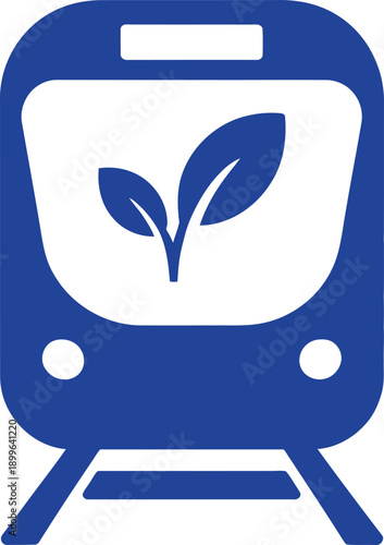 Flat eco friendly train transport icon. sustainability, green mobility concept. vector illustration