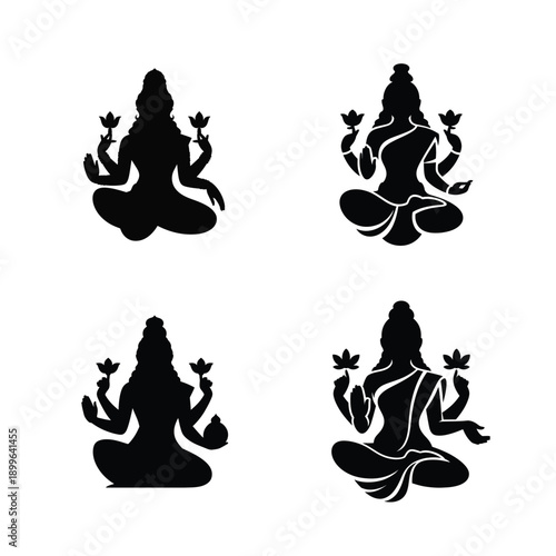 Devi durga vector silhouette bundle