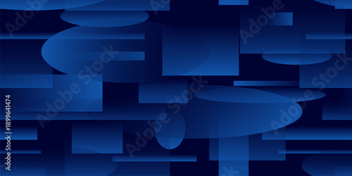 Blue seamless pattern with geometric shapes. Blue background. Vector illustration