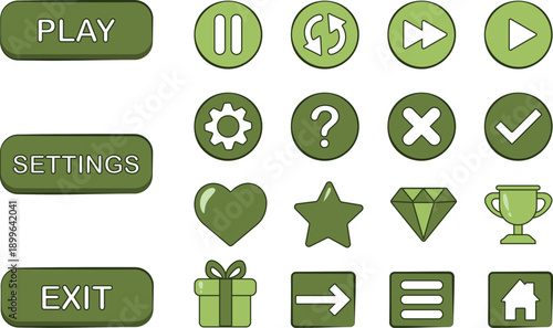 Game asset set, menu, navigation, 2D