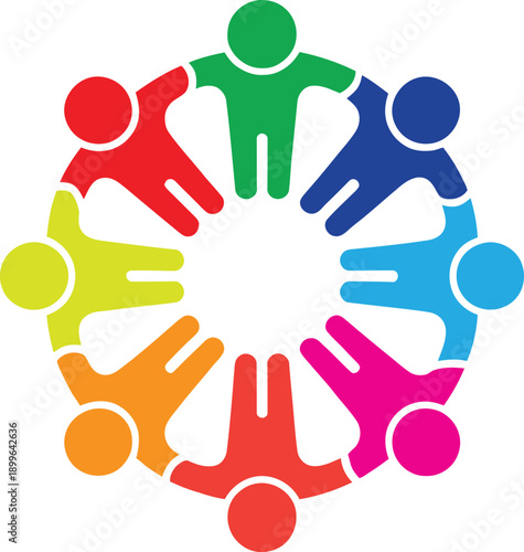 Colorful people circle icon. community, diversity, teamwork, unity, collaboration, connection. vector illustration