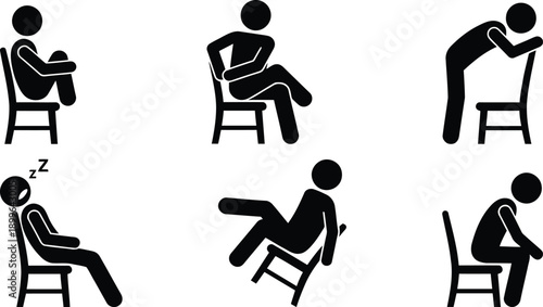 Illustrations of different sitting positions on a chair