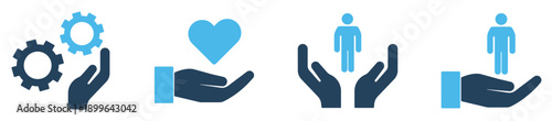 Professional Service Icons for Corporate Social Responsibility, Human Resources Support, and Customer Care Management