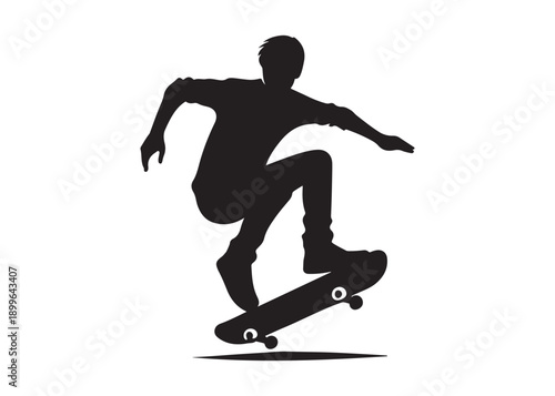 skateboarding logo silhouette vector, skateboard silhouette logo vector, illustration, skateboarder silhouette jumping logo, skateboarder performs a jump trick logo vector silhouette 