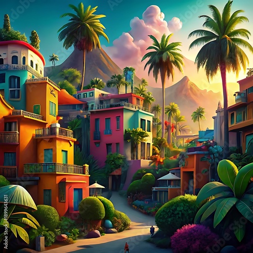 colorful houses on the beach