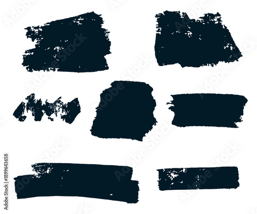 Set of black paint brush, stroke, line, grunge. freehand drawing doodle. artistic dirty.